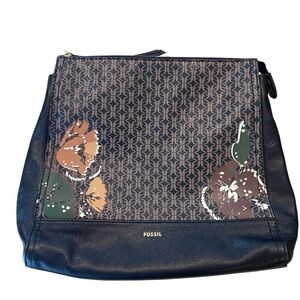 Fossil Elina Convertible Black Floral Backpack.